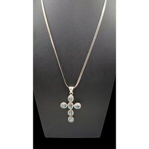 DOUG PAULUS Sterling & Labordite Cross Pendant 24" Italy Chain DP925 India